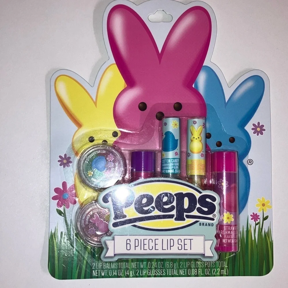 Peeps 6 Piece Lip Set & Press On Nails Set New in Padk
